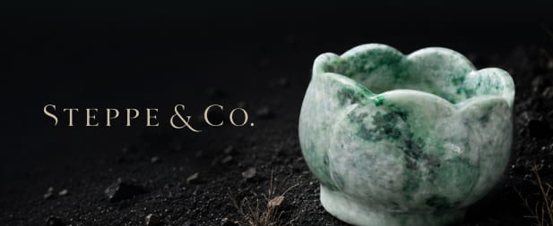 Steppe & Co. jadeite jade object on a dark background